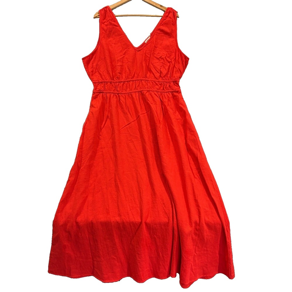 Faherty V-Neck Sleeveless Maxi Dress in Bright Red